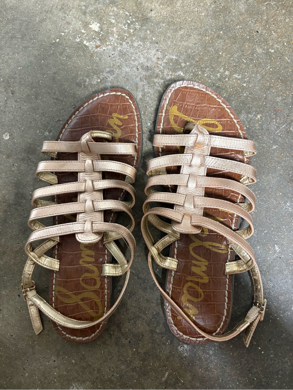 Sam Edelman Metallic Rose Gold Multi-Strap Gladiator Sandals